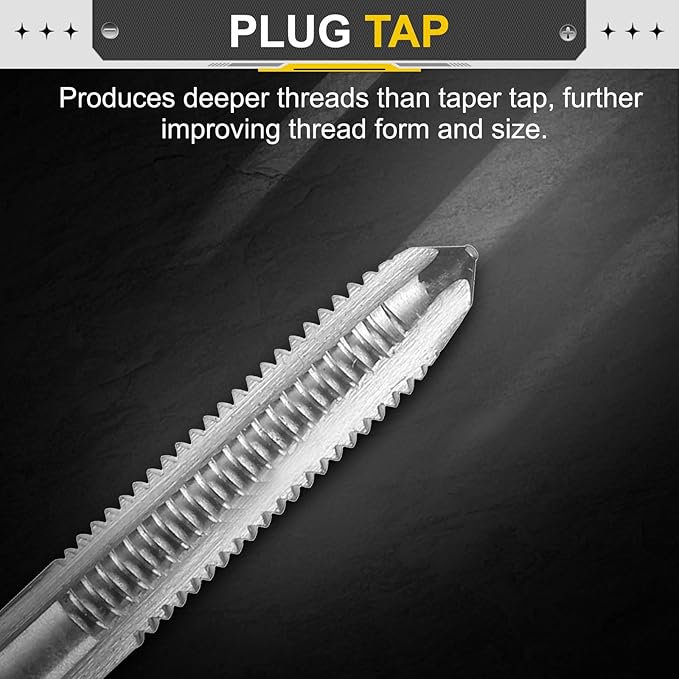 uxcell Hand Plug Tap M4 x 0.7 H2 Metric Thread Plug Style Taps Straight Flute Screw Tapping Threading Tool High Speed Steel HSS6542