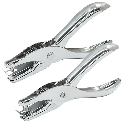 2 Pack 1/4 & 1/8 Inch Small Hole Punch, Metal Handheld Mini Single Hole Punch - Circle Shape, 8 Sheet Capacity for Tags, Clothing, Tickets, Cards & Crafts, Silver