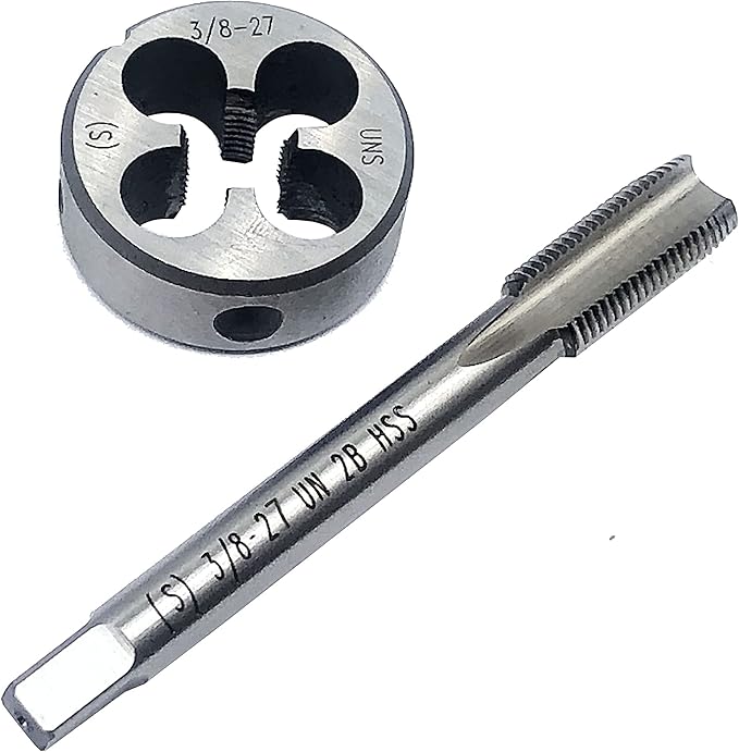 3/8"-27 UNS Tap and Die Set, Machine Thread Tap and Round Thread Die Right Hand(3/8"-27)