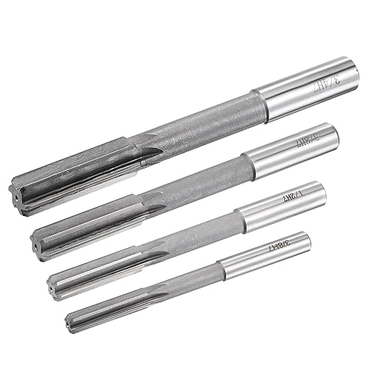 uxcell 3/8" 5/8" 1/2" 3/4" Chucking Reamer H7 Accuracy High Speed Steel Lathe Machine Reamer 6 Straight Flutes Round Shank Milling Cutter Tool Reamer Set for Bore Machining 4pcs