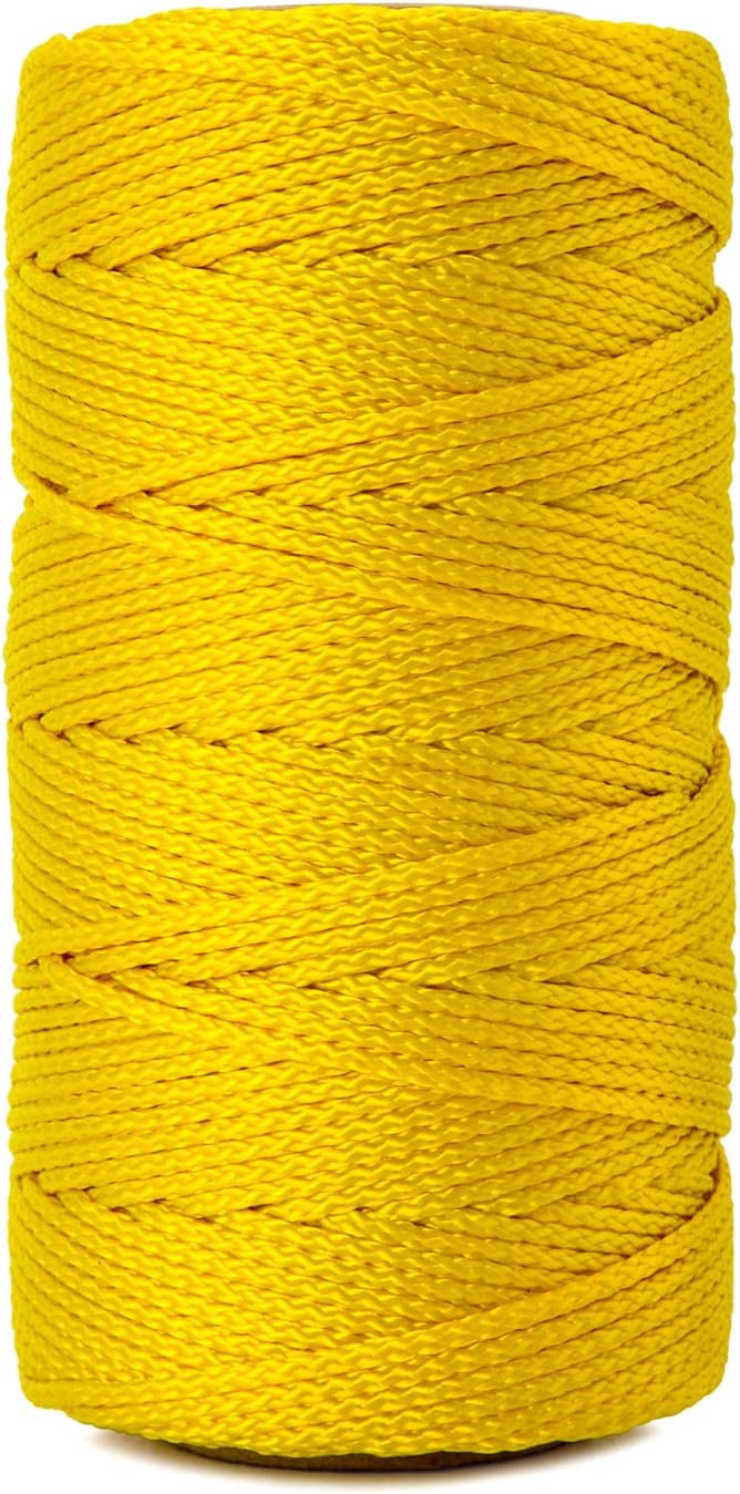 HONGDA Mason Line, 250 Feet #18 Braided Nylon Mason line String Perfect for Masonry Jobs and for The Layout of General Construction, Gardening, DIY Project, Yellow