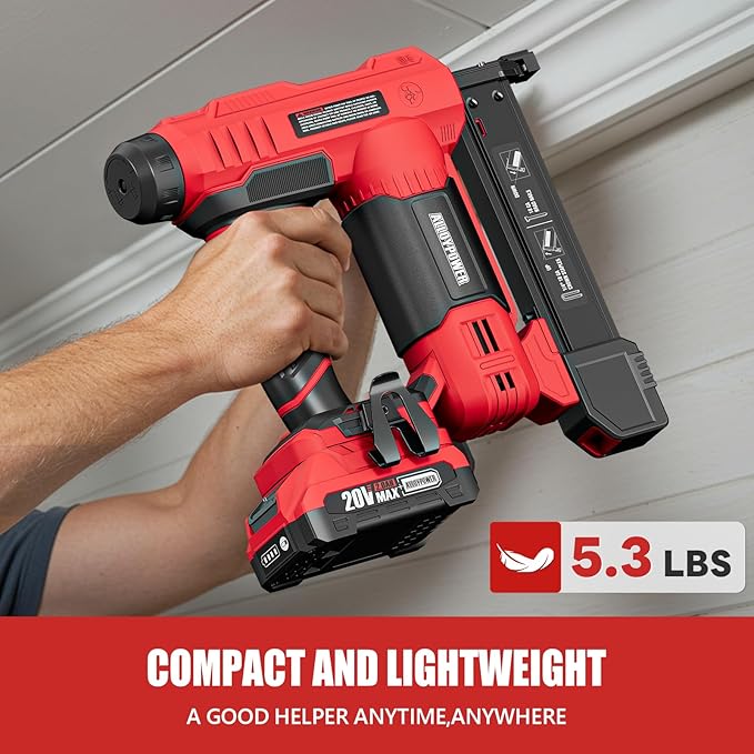 ALLOYPOWER 2 in 1 Cordless Brad Nailer/Electric Stapler with 2.0Ah Battery and Charger,1000pcs Nails and 500pcs Staples Included for Home Improvement & Woodworking