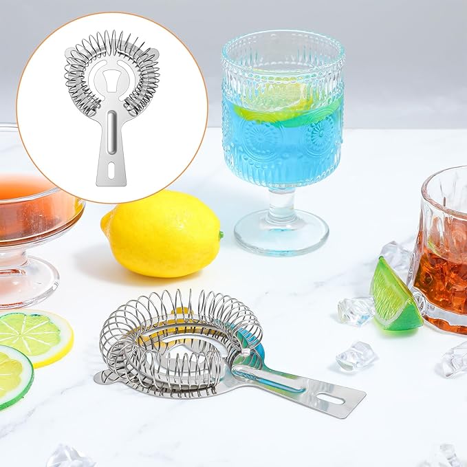 16 Pcs Bar Bartender Strainer, 2 Prong Cocktail Strainer Bulk, Stainless Steel Drink Cocktail Strainers, Silver Shaker Ice Bar Shelf or Bartenders Mixologists Drinking Water Filtering