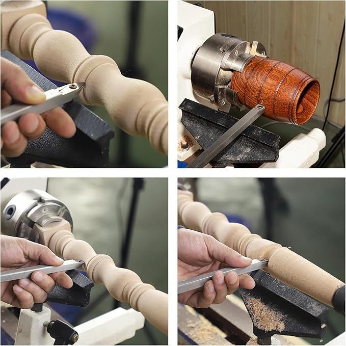 18.3" Full Size Carbide Tip Wood Lathe Turning Tool Kit, Lathe Roughing and Finishing Tool with Diamond Round Square Carbide Inserts for Woodturning 竊?pcs