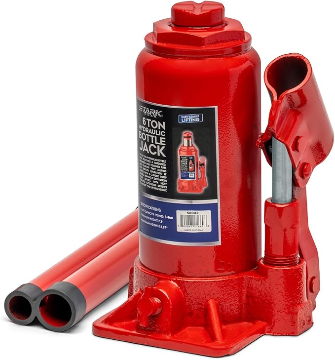 XtremepowerUS 6-Ton (12,000 Lbs) Hydraulic Lifting Car Jack with Pump Handle, Fit Use for Cars Automotive Sedans, Red