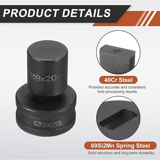 HARFINGTON Hydraulic Hole Punch Die 過9횞20mm Slot Hole 40Cr Steel Electric Punching Kit for CH70 Electric Punching Machine, Black