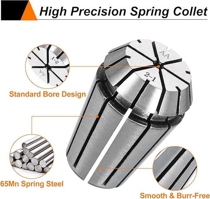 HARFINGTON Spring Collet Chuck ER20 2mm 65Mn Spring Steel Precision Router Collets for CNC Engraving Milling Lathe Tool