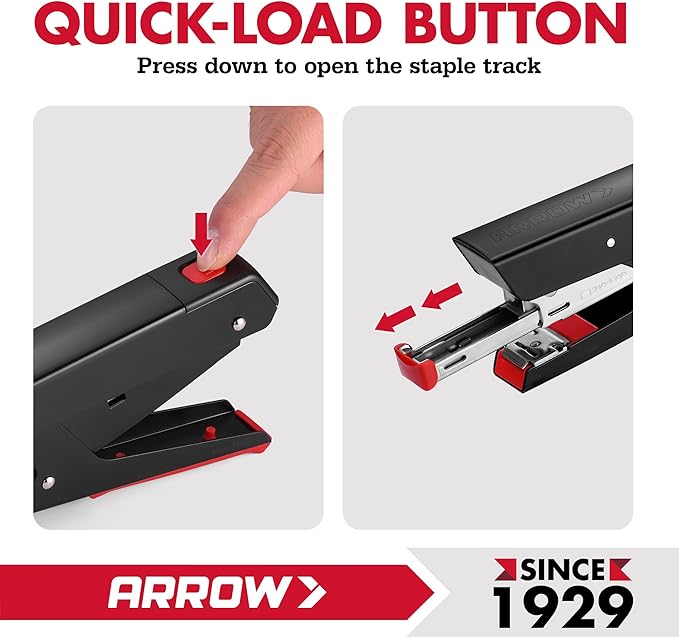 Arrow Plier Stapler Set, Metal Hand Stapler with 2520 Staples, Full-Strip Loading, 25 Sheet Capacity, Dual-Mode Anvil, One-Touch Staple Loading, Ergonomic Grip, for Office, School, Packaging