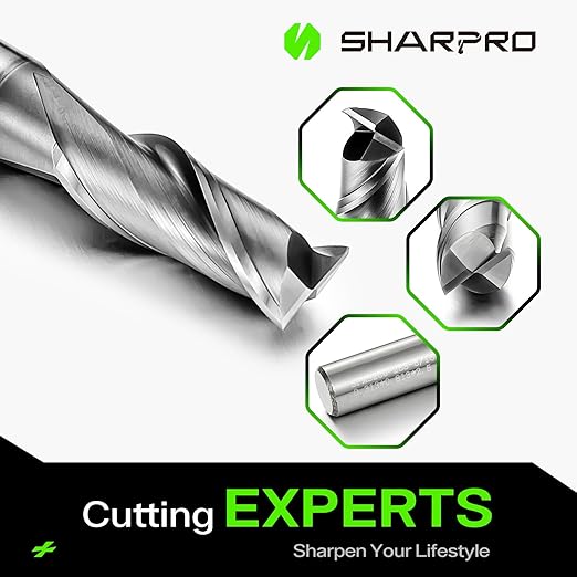 5/16 End Mills 5/16 Inch Shank, 2 Flute Carbide Square Endmill with AlCrN Coated, Upcut Spiral CNC Router Bits for Alloy Steel, Metal and Stainless Steel