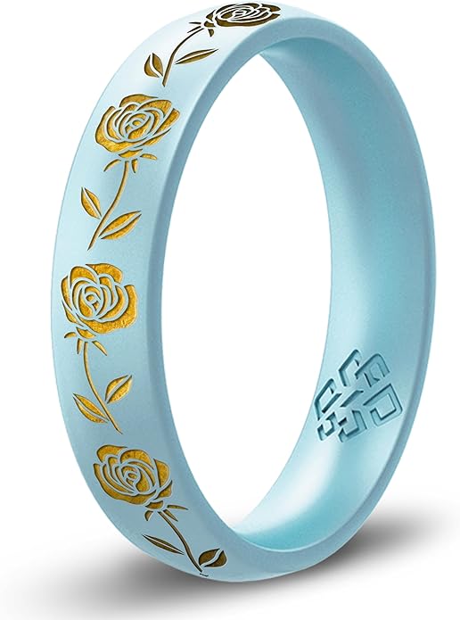 Knot Theory Birth Flower Silicone Ring for Women - 4mm Comfort Fit Wedding Band Engagement Ring