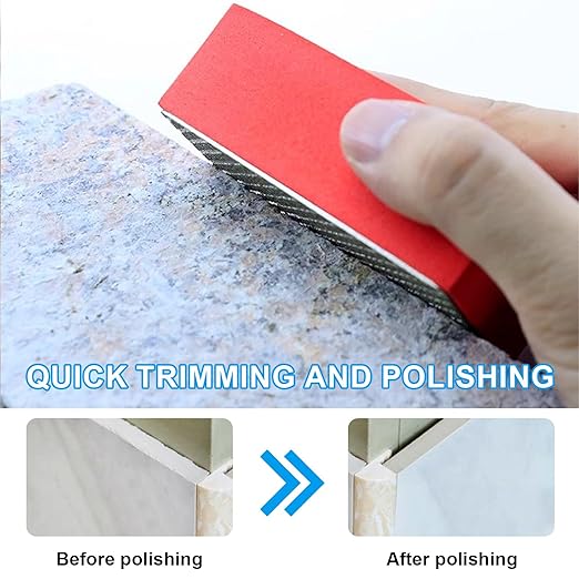 6Pcs Diamond Sanding Pads Diamond Hand Polishing Pads, Tile Sanding Block with High-Density Sponge for Ceramic Tile Glass Stone Marble Granite Metal Grinding