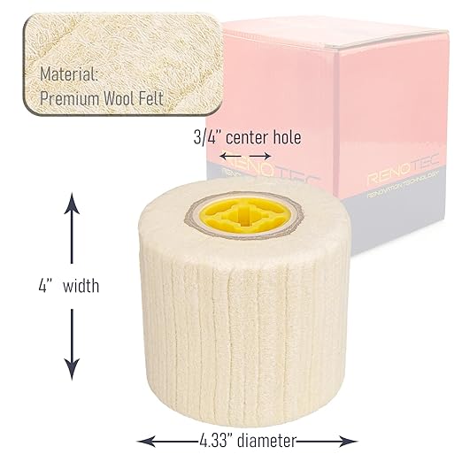 Wool Felt Polishing Wheel, 4.33" x 4", 110x100mm, for Burnishing Polishing Machine