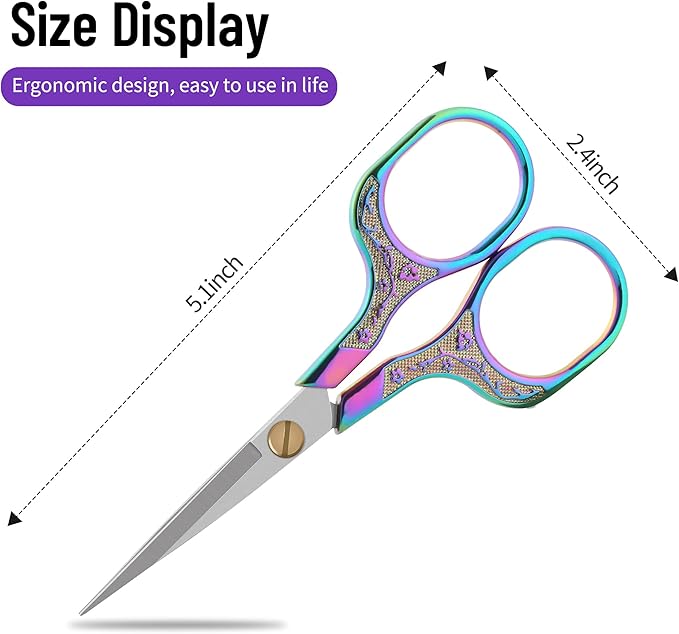 Professional Embroidery Scissors 5 Inch - Surgical-Grade Stainless Steel Blades & Engraved Handles with Leather Sheath for Precision Sewing, Crafting