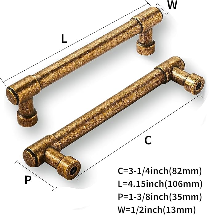 khtumeware 10 Pack 3-1/4 Inch(82mm) Antique Brass Cabinet Pulls Kitchen Cabinet Hardware for Cupboard Drawer Pulls Dresser Handle