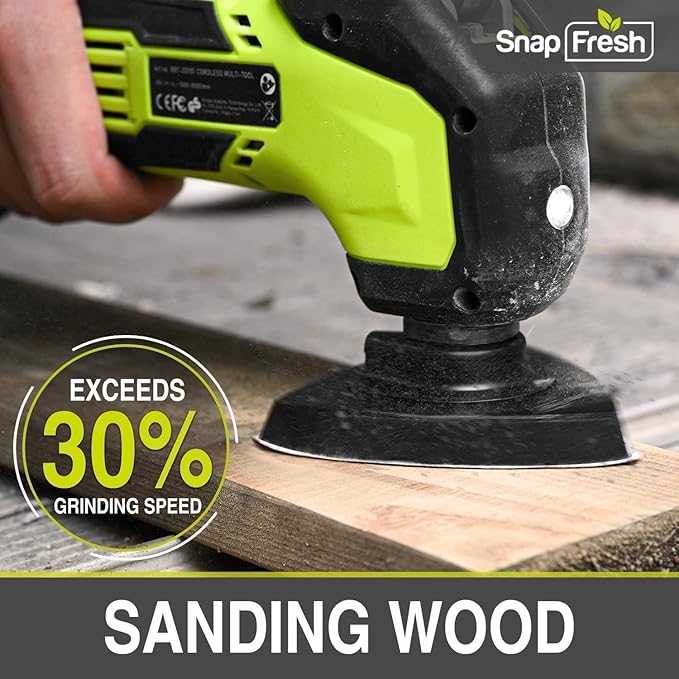 SnapFresh Oscillating Multi Tool Cordless, 20V DIY Tool Kit, 6 Speed, 3.2째Oscillation Angle, Quick-Lock Replaceable, 24pcs Accessories, Battery & Fast Charger, For Scraping, Blades Sanding, Cutting