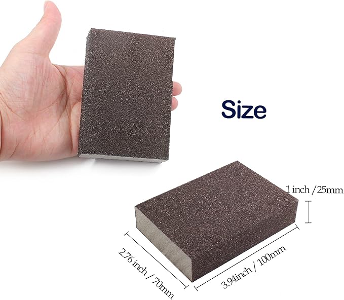 120 Grit Fine Sanding Block - 12Pcs, Wet Dry Sanding Sponge Foam Sandpaper Block Washable & Reusable Sandpaper Sponge for Drywall Wood Plastic Metal Furniture