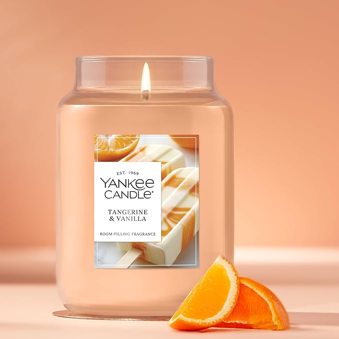 Yankee Candle Tangerine & Vanilla, Scented Candle, 22oz Large Jar with up to 150 Hour Burn Time, Giftable
