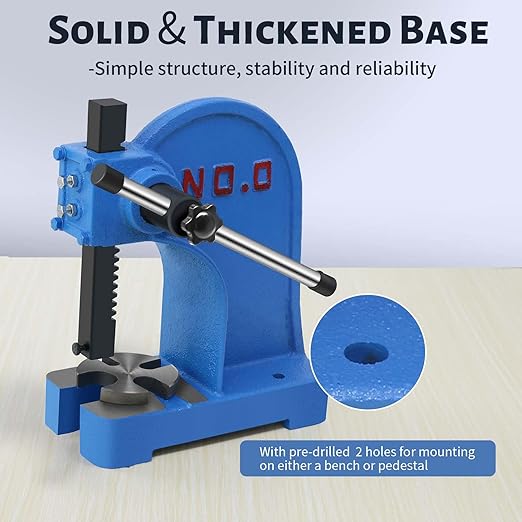 Manual Arbor Press 0.5 Ton,Heavy Duty Cast Iron Desktop Punch Press Machine, for Riveting Punching Holes