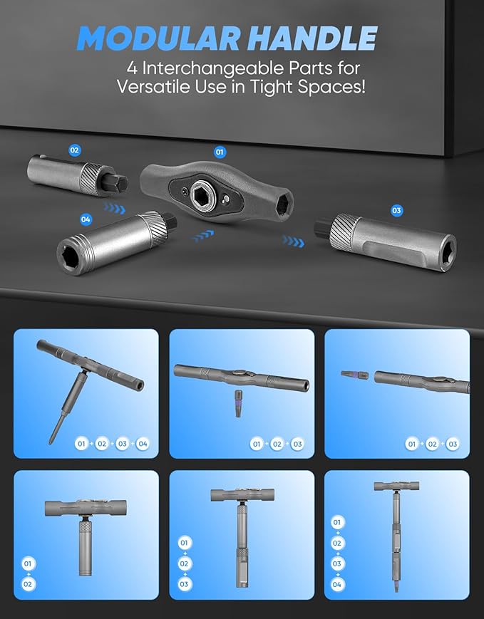 42 in 1 Magnetic Screwdriver Set, Ratcheting Screwdriver Kit,Detachable Multi-Functional Handle & 40pcs in Storage Case for Electronics, Furniture, DIY& Holiday Gifts(Grey)