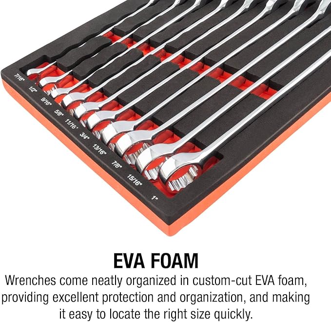 Sunex 9909 13 Pc. V-Groove SAE Wrench Set in EVA Foam 1/4"-1"