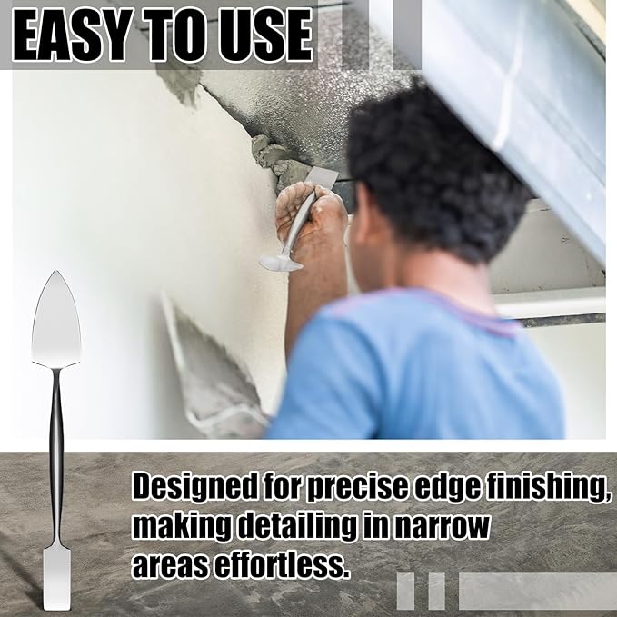 3/4" Trowel And Square Masonry Tools Forged Steel Trowel Concrete Tool Ornamental Stucco Tool Long-lasting Masonry Plaster Spatula for Glazing, Patch Work, Plaster, and Archeology