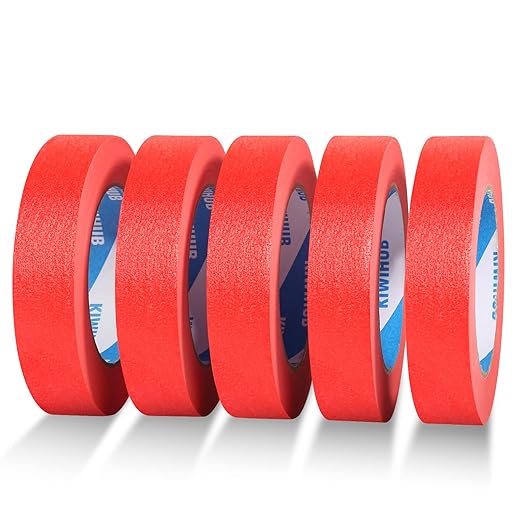 KIWIHUB Red Painters Tape,1??x 60 Yds x 5 Rolls (300 Yards Total) - Medium Adhesive Masking Tape for Painting,Labeling,DIY Crafting,Decoration and School Works