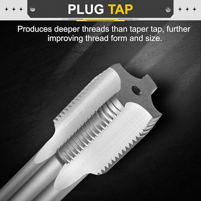 uxcell Hand Plug Tap M26 x 2 H2 Metric Thread Plug Style Taps Straight Flute Screw Tapping Threading Tool High Speed Steel HSS6542