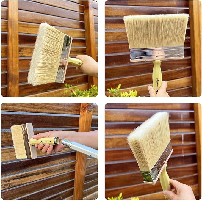 Deck Stain and Sealer Block Paint Brushes on Wood, Walls, Furniture, Shed and Fence, Large and Thick Bristle Paint Brushes, 3-inch, 4-inch and 6-inch Assortment, Set of 3