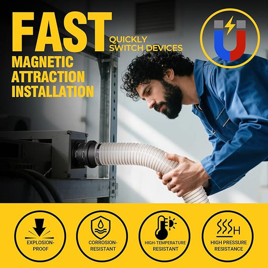 4 Inch Magnetic Dust Collection Fittings with Interlock, Starter Kit for Dust Collector and Shop Vacuums, Quickly Connect Hose to Machine Port, 3 Pack