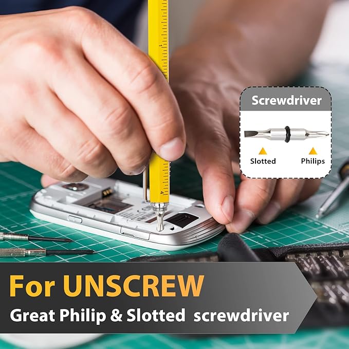 Tools Gifts Multitool Pen - Cool Gadgets for Men Dad Women Unique Birthday Gifts for Men Who Have Everything Engineer Woodworker Carpenter,Pocket Multi Tool with Light,Stylus,Ruler,Screwdriver