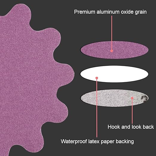 MAXMAN 2 Inch Sanding Discs 50Pcs, Wet Dry Hook and Loop Flex Edge Sanding Discs, 120 Grit Sandpaper, Wavy Sand Paper for Drill and Bowl Sanders, Drill Sanding Attachments, Edge Sanding Tools