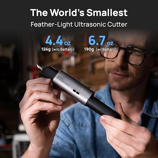 HOZO NeoBlade Wireless Ultrasonic Cutter ??40kHz Vibration & 40W Auto Power Adjustment, Replaceable Battery, Turbo Cooling, 2 Cutting Modes ??For 3D Printing, Woodworking, Prototyping,Model Mods & DIY