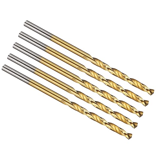 PATIKIL 1.9mm Drill Bit, M42 8% Cobalt High-Speed Steel Jobber Straight Shank 135° Titanium Nitride (TiN) Coated for Hard Metal Stainless Steel - 5 Pack