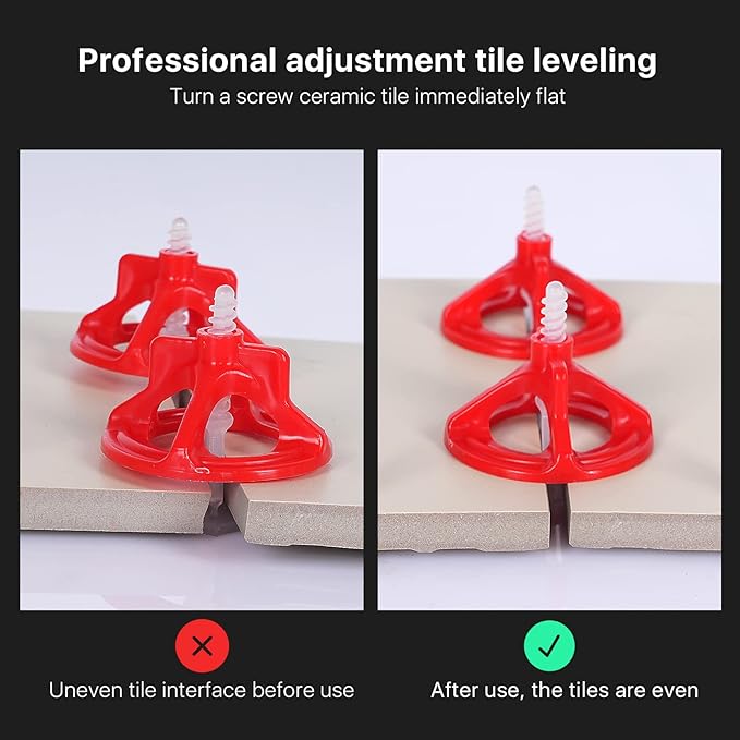 Professional Tile Leveling System Kit竊똀nti-Loosening Spacers/Wall, Bathroom Tiling -1/32-1/16-1/8 Precision Alignment & Grout Spacing Tools(200caps, 1/32-1/16-1/8)