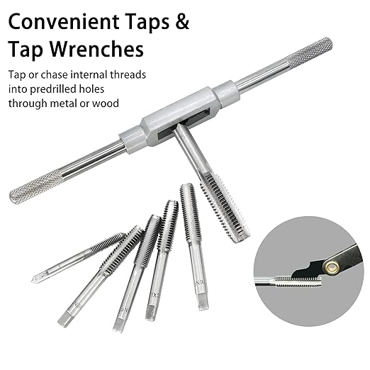 GMTOOLS 110PCS Tap and Die Set, Metric Size M2-M18 Standard Threading Tool With Adjustable Handles, Accessories and Storage Case for Cutting External and Internal Threads