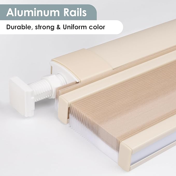 LazBlinds No Tools No Drill Cordless Cellular Shades, Top Down Bottom Up (TDBU) Honeycomb Shades for Home, Light Filtering Thermal Insulation Blinds for Windows, 32" W x 64" H, Beige