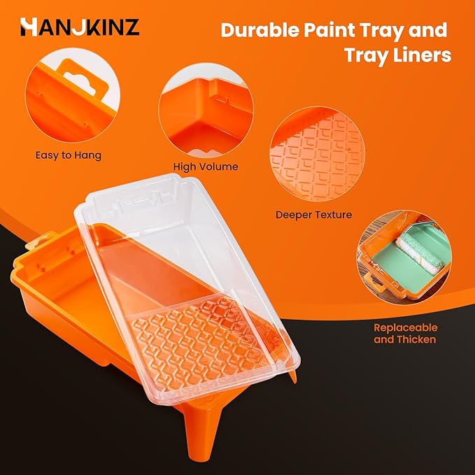 9 Pcs 4 Inch Small Paint Roller Kit with Microfiber Paint Roller Covers, Paint Tray with Liner, Mini Paint Roller for Painting Wall, Door, Cabinet