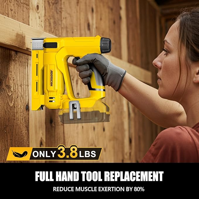 18GA Nail Gun for Dewalt 20V Battery (Tool Only), 2 in 1 Cordless Brad Nailer/T50 Crown Stapler, Nail Gun Battery Powered with 2,000PCS Staples and Nails for Upholstery & Family DIY