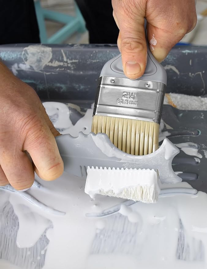 ROLLINGDOG Paint Brush/Roller Cleaner Tool - Durable Plastic Paint Brush Comb with Lightweight Reinforced Handle,Wash and Reuse