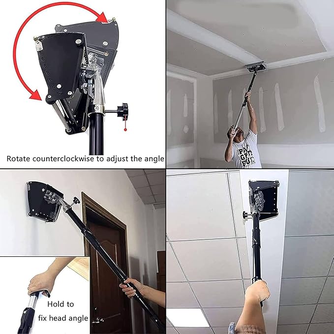 Drywall Taping Flastering Smoothing Tool,Professional 8/10/12 Inch Drywall Flat Finishing Box, Drywall Knife Tools,Mud Drywall Skimming Blade,with 41''- 65'' Adjustable Handle,22cm/8in