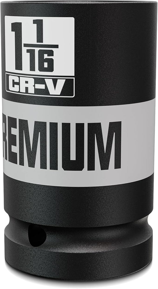 1-1/16 inch 3/4" Drive Impact Socket, SAE Axle Nut Sockets, Thicker Jumbo Sockets, 6 Point, Cr-V, Vehicle and Apparatus Maintenance