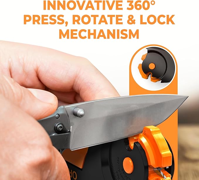 Orange Ninja 7-in-1 Garden Tool & Knife Sharpener ??Sharpens Pocket Knives, Axe, Hatchet, Machete, Pruner & Shears ??One Tool for All Your Outdoor Blades by Sharp Pebble