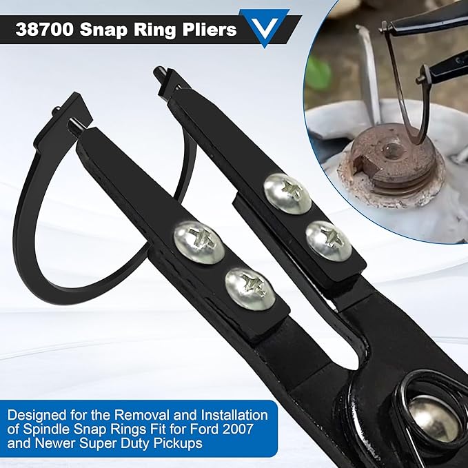 Snap Ring Pliers, 38700 External Heavy Duty Circlip Plier Rigid Automotive Tools Compatible with 2007 and Newer Ford Pickups Anti-slip Snap-ring Installation Removal Kit with Ratchet Locking Design