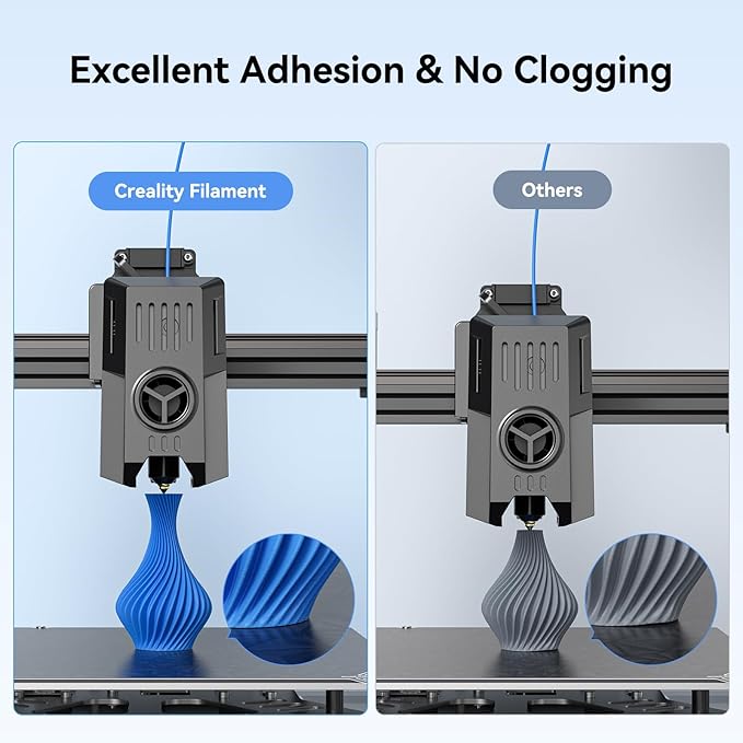 Creality 4 Pack PLA 1.75mm Filament Bundle for 3D Printing with No-Tangling Strong Bonding and Overhang Performance, Accuracy +/- 0.02mm (Black,White,Grey,Blue)