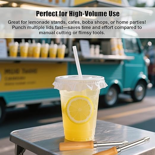 Straw Puncher for Lids Stainless Steel Hole Punch Tool for Plastic Cups Perfect for Lemonade Stands, Bubble Tea, Iced Coffee & Home Parties 2 Sizes (0.47in & 0.33in)