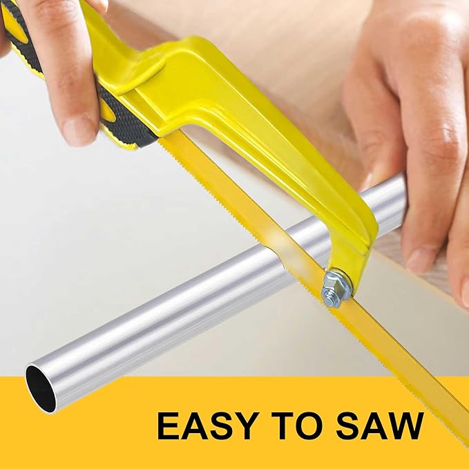 Mini Hacksaw for Metal Cutting, Aluminum Frame Hand Hack Saw with 12 Inch Flexible Bi-Metal HSS Blades - Compact Cutter for Wood, PVC, Iron, Copper, Plastic Pipes