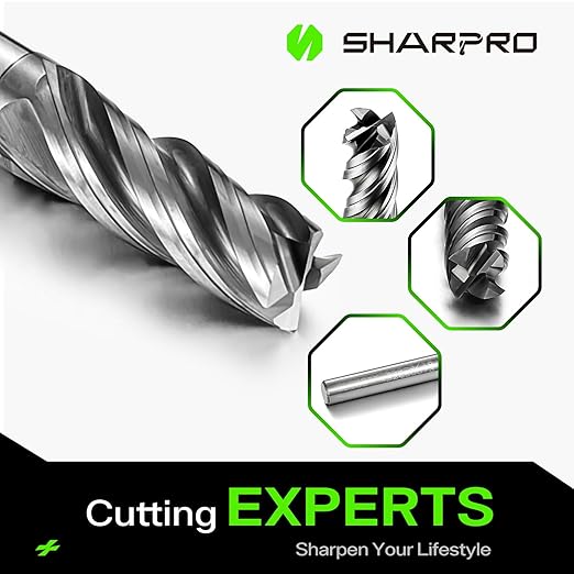 SHAPPRO 3/16 Inch Shank Carbide Square End Mill, 4 Flute CNC End Mills, Heat-Resistant Metal Endmill Suitable Alloy Steel, Stainless Steel, Various Cast Iron