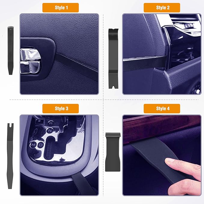 GOOACC 6PCS Auto Trim Removal Tool Kit No-Scratch Tool Kit for Car Audio Dash Window Molding Fastener Remover Tool Kit-Black