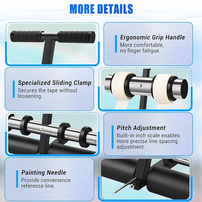 GADFISH Court Line Tape Machine, Basketball Court Line Striping Machine, Playing Field Striping Line Marking Machine, Adjustable Floor Paint Tape Applicator for Parking Lots, Driveway, Workshops