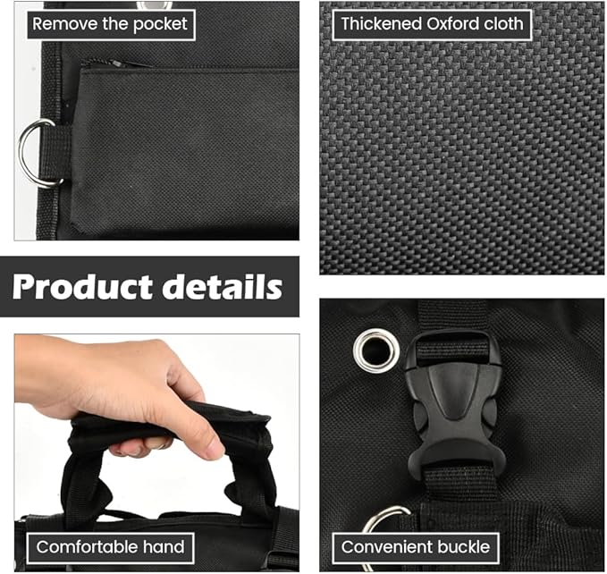 Roll Up Tool Bag, Heavy Duty Tool Organizer with 5 Compartments & 2 Detachable Pouches, Portable Foldable Waterproof Tools Bag for Dad Men Electrician Mechanic Gifts (COLOR:Black)